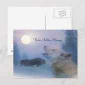 Winterzonnewende Wolf & Bizon Zegen Wenskaart Briefkaart (Voorkant / Achterkant)