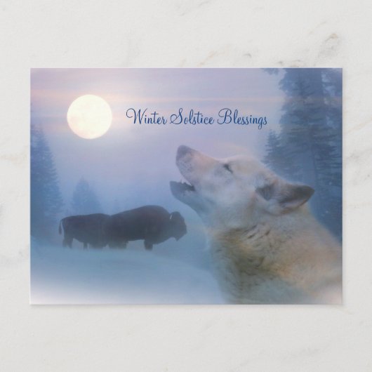 Winterzonnewende Wolf & Bizon Zegen Wenskaart Briefkaart (Voorkant)