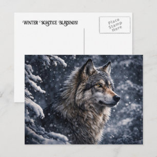 Winterzonnewende Wolf-vakantie  Feestdagenkaart
