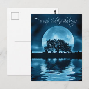 Winterzonnewende Yule Eik en Volle Maan Briefkaart