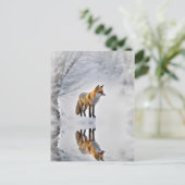 Winterzonnewende Yule Fox Winter Sneeuw Feestdagenkaart (Staand voorkant)