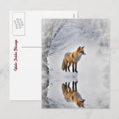 Winterzonnewende Yule Fox Winter Sneeuw Feestdagenkaart (Voorkant / Achterkant)