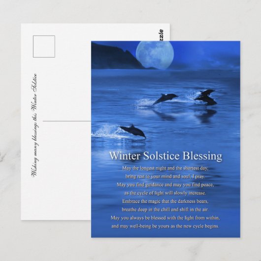 Winterzonnewende Yule met Dolfijnen  Briefkaart (Voorkant / Achterkant)