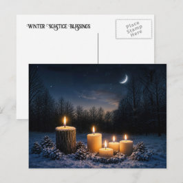 Winterzonnewende Yule met kaarsen in de sneeuw Feestdagenkaart