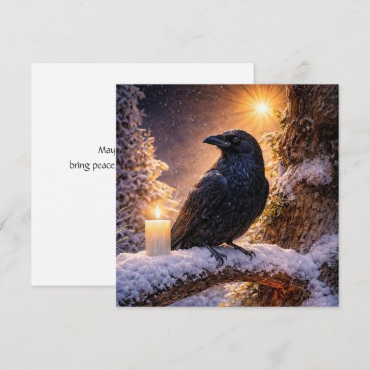 Winterzonnewende Yule Raaf en Sneeuw (Voorkant / Achterkant)