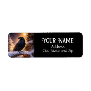 Winterzonnewende Yule Raaf Retouradres Etiket