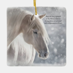 Winterzonnewende Zegen Paard en Sneeuw Keramisch Ornament