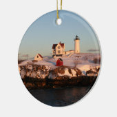 Winterzonsondergang bij Nubble Light Keramisch Ornament (Links)