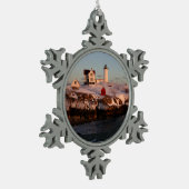 Winterzonsondergang bij Nubble Light Tin Sneeuwvlok Ornament (Links)