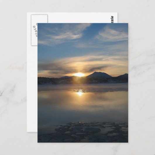 Winterzonsondergang in Aleknagik Briefkaart (Voorkant / Achterkant)