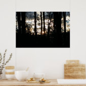 Winterzonsondergang in het bos poster (Keuken)
