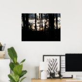 Winterzonsondergang in het bos poster (Thuiskantoor)