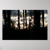 Winterzonsondergang in het bos poster (Voorkant)