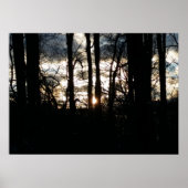 Winterzonsondergang in het bos poster (Voorkant)