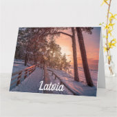 Winterzonsondergang in het dennenbos nabij zee kaa kaart (Gele Bloem)