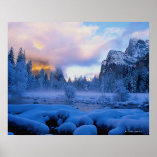 Winterzonsondergang in het Nationaal Park Yosemite Poster