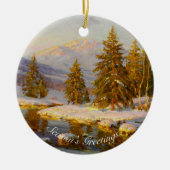 Winterzonsondergang, kerstboom keramisch ornament (Voorkant)
