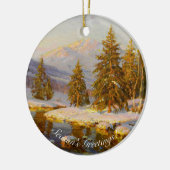 Winterzonsondergang, kerstboom keramisch ornament (Links)
