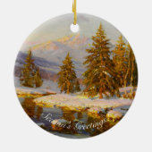 Winterzonsondergang, kerstboom keramisch ornament (Achterkant)