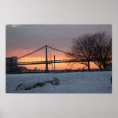 Winterzonsondergang met Bridge Poster (Voorkant)