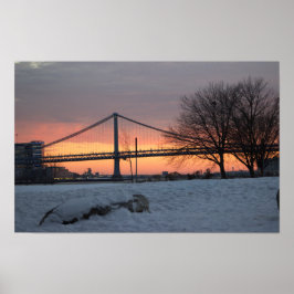 Winterzonsondergang met Bridge Poster