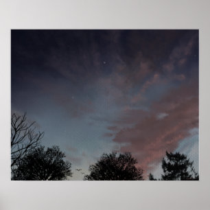 Winterzonsondergang met ster poster