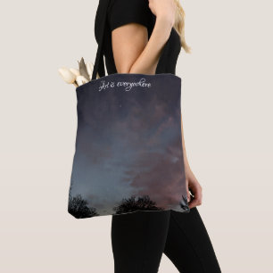 Winterzonsondergang met sterren tote bag