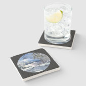 Winterzonsondergang over het water stenen onderzetter (Zijkant)