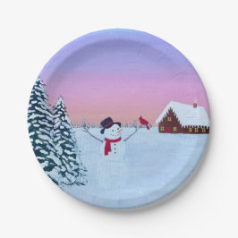 winterzonsondergang papieren bordje