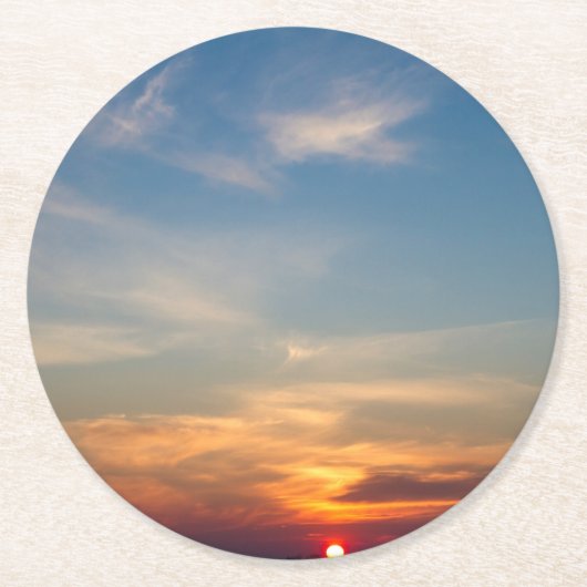 Winterzonsondergang Ronde Kartonnen Onderzetter (Voorkant)