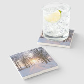 Winterzonsondergang Stenen Onderzetter (Zijkant)