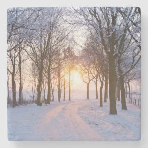 Winterzonsondergang Stenen Onderzetter