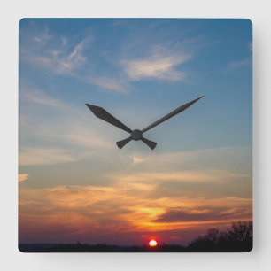 Winterzonsondergang Vierkante Klok