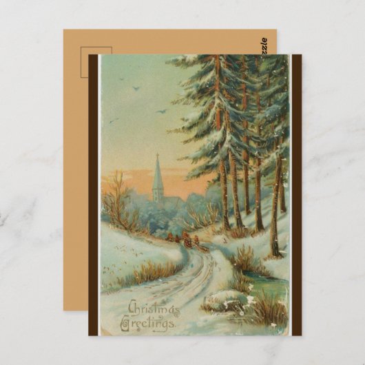  winterzonsondergangbomen en kerst briefkaart (Voorkant / Achterkant)