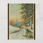  winterzonsondergangbomen en kerst briefkaart (Voorkant)