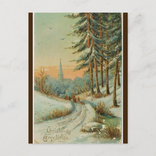  winterzonsondergangbomen en kerst briefkaart (Voorkant)