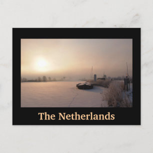 Winterzonsopgang in het Nederlandse zwarte briefka Briefkaart