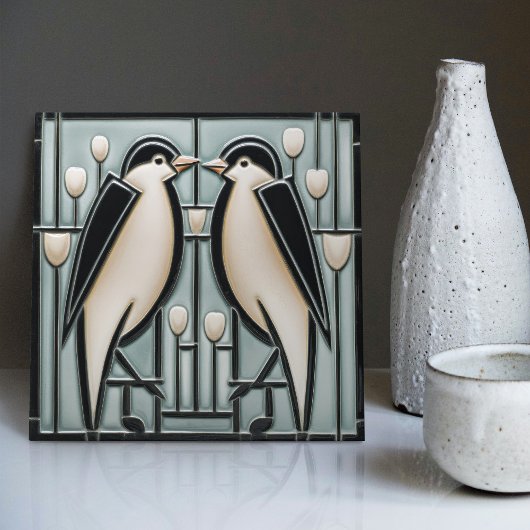 Winterzwaluwen Mackintosh Art Deco Nouveau Decor Tegeltje