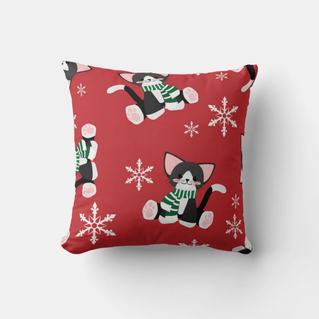 Winterzwart Kat Kussen (Voorkant)