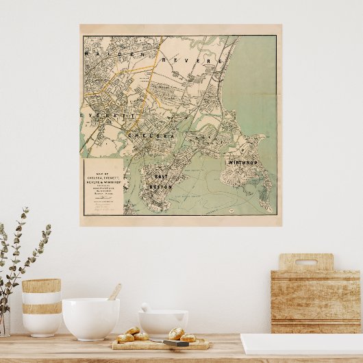  Winthrop, Chelsea, East Boston & Revere MA Poster (Keuken)