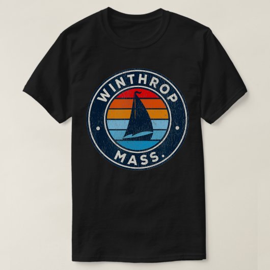 Winthrop Massachusetts MA  Sailboot Retro 7 T-shirt (Design voorkant)