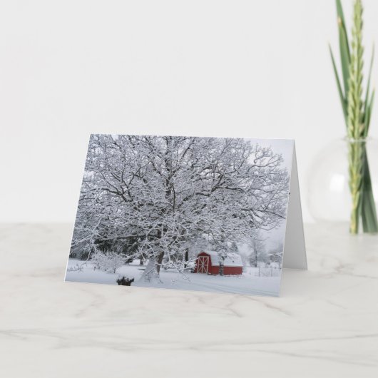 WINTRY BARN EN CHRISTMAS WISHES FEESTDAGEN KAART (Voorkant)