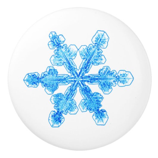 Wintry Blue Snowflake Keramische Knop (Voorkant)