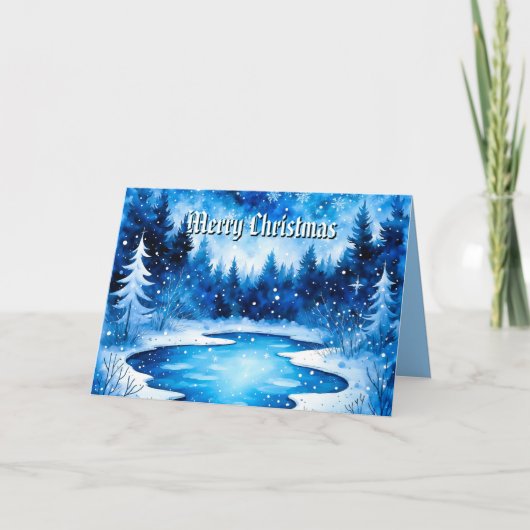 Wintry Frosted Christmas Holiday Card Feestdagen Kaart (Voorkant)