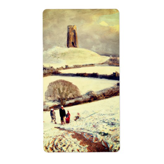 Wintry Glastonbury Tor Etiket (Voorkant)