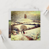 Wintry Glastonbury Tor Kaart (Voorkant / Achterkant in situ)
