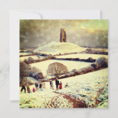 Wintry Glastonbury Tor Kaart (Voorkant)