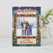 Wintry Merry Christmas & Happy New Year Feestdagenkaart (Staand voorkant)