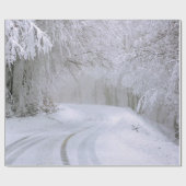 Wintry Road Trees Snow Kerstmis Cadeaupapier (Vlak)
