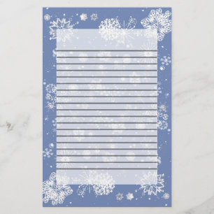 Wintry Snowflakes Border Lined Writing Paper Briefpapier